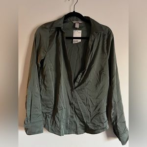 H&M Silk Long Sleeve Blouse, New